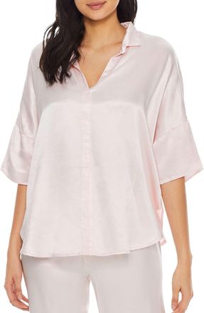 Pj Harlow Womens Fran Satin Notch Collar Pajama Top