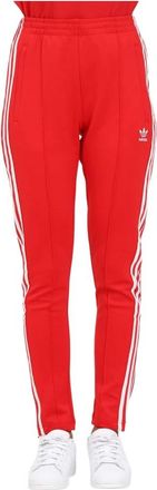 adidas Lange rode broek voor dames met 3 strepen - Dames - Sweatpants - Rood - S - Broeken