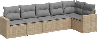 vidaXL Juego De Sof&aacute;s Jard&iacute;n Con Cojines 6 Pzas Rat&aacute;n Sint&eacute;tico Beige Vidaxl