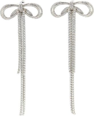 Self Portrait Dubbele Kristallen Strik Oorbellen - Dames - Oorbellen - Wit - ONE Size - Accessoires