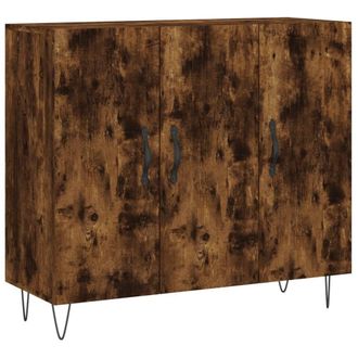 Berkfield Home Sideboard Smoked Oak 90x34x80 cm Engineered Wood in Brown | Size: 90 x 34 x 80 cm