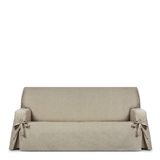 Eysa Funda de sof&aacute; hidr&oacute;fugo 4 plazas con lazos beige 240-280 cm
