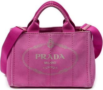 Prada Pre-owned Womens Small Canapa Tote Shoulder Bag - Pink - One Size