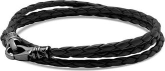 Nialaya Wrap Around Leather Bracelet in Black at Nordstrom, Size 8