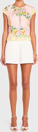 Amanda Uprichard Pinto Front Loop Button Closure Top In Limoncello