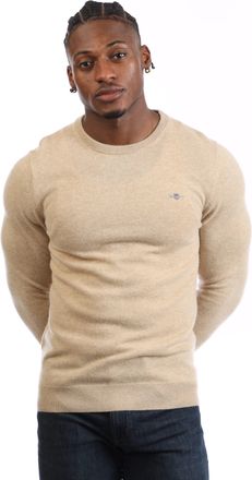 GANT Mens Lambswool Blend Crewneck Sweatshirt in Mink Textile - Size X-Large