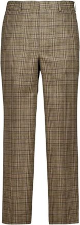 Auralee Broeken, Heren, Bruin, L, Linnen, Check Zijde Linnen Broek