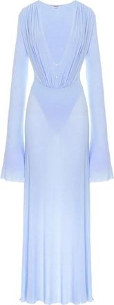 Manur&iacute; Suki gedrapeerde jurk met lange mouwen - Blauw