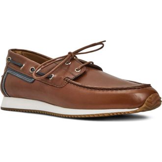 Aquatalia Lido Boat Sneaker in Cognac Calf at Nordstrom, Size 11.5