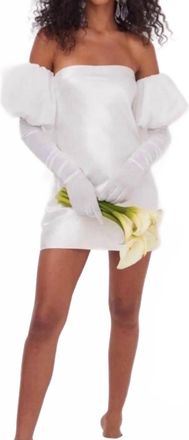 For Love & Lemons Hazel Mini Dress Detachable Sleeves Gloves In White