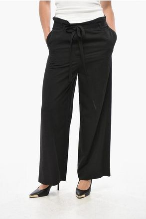 Toteme Linen Blend Cropped Fit Pants with Belt size 38