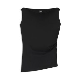 BOSS Cowl-neck asymmetric top in mercerized cotton