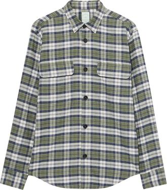 Brooks Brothers Geruite katoenen flanellen overshirt met klepzakken - Heren - Casual Overhemden - Groen - M - Katoen - Overhemden