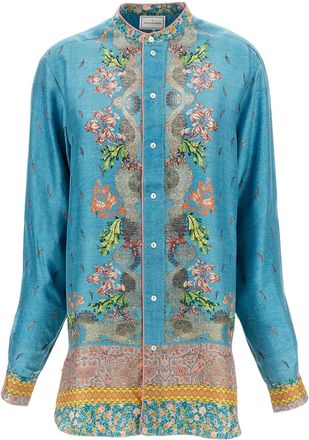 Pierre-Louis Mascia Silk Tunic Shirt With Mandarin Collar