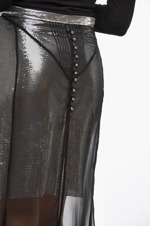Paco Rabanne Gonna in Maglia di Metallo con Strato in Chiffon Paco Rabanne