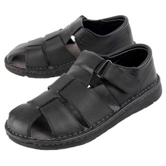 Purapiel Beira7 Mens Leather Sandal 102729, Black/White, 10.5 UK