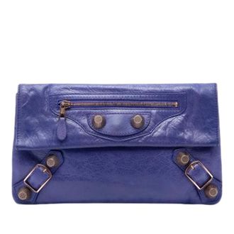 Balenciaga Pre-owned Motocross Giant 21 Envelope Clutch - Dames - Pre-owned - Paars - Maat: ONE Size Leer