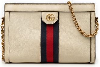Gucci Pre-owned Womens Small Calfskin Ophidia Chain Crossbody - Ivory Leather - One Size