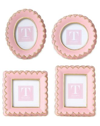 Two's Company Set Of 4 Scalloped Mini Photo Frames