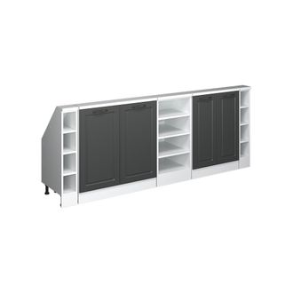 Vicco Armario De Cocina Para Techo Inclinado R-line, Antracita Casa De Campo/blanco, 210 Cm Lote De 5, Vicco