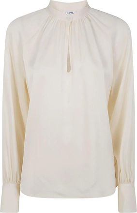 Filippa K Blusa con cuello de corbata - Blouses & Shirts - Mujer - Blanco - M