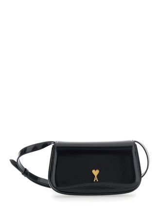 Ami paris Paris Black Crossbody Bag With Adc Patch On The Front In Leather Woman