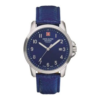Swiss Alpine Military Herenhorloge 40 mm lederen band 7011.1535 - Heren - Accessoires - Grijs - Maat: ONE Size