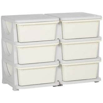 HOMCOM Kids Storage Unit - with Six Drawers - Cream | TJ Hughes