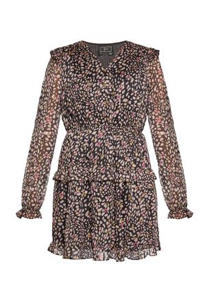 Faina Jurk Dames Zwart Veelkleurig