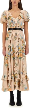 Alexander McQueen Alexander Mc Queen Floral Print Ruched Silk Dress