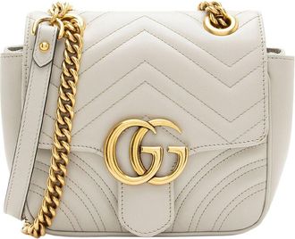 Gucci Grey Matelasse Leather Gg Marmont Square Mini Shoulder Bag (Authentic Pre-Loved)