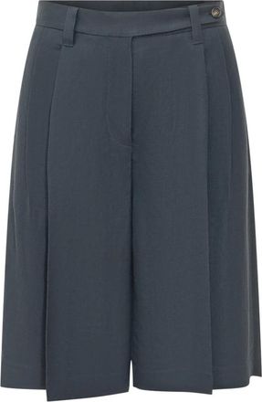 Brunello Cucinelli Sartorial Bermuda Shorts - Dames - Korte Broeken - Blauw - S - Linnen - Korte Broeken