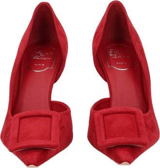 Roger Vivier Viv Ville Dorsay Pointed Toe Buckle Goat Leather Pumps