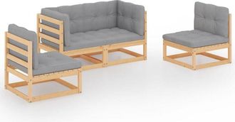 vidaXL Muebles De Jard&iacute;n 4 Piezas Con Cojines De Madera De Pino Maciza Vidaxl