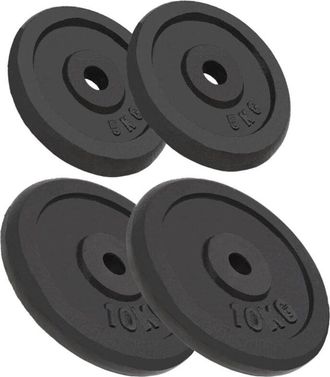 vidaXL Dischi per Pesi 4 pz 2x10 kg+2x5 kg in Ghisa Nero per Palestra