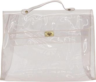 Herm&egrave;s Kelly Souvenir Bag Vinyl Clear Plastic Handbag (Pre-Owned)