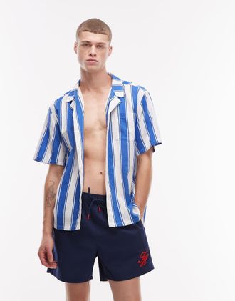 Tommy Hilfiger Resort - Camicia stile bowling blu a righe
