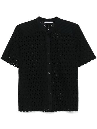 Patrizia Pepe embroidered shirt - women - Cotton - 40 - Black