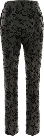 Alberta Ferretti Sequin-Embellished Polyester Silk Trousers - Gray