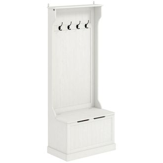 HOMCOM Perchero zapatero 71.5x39.5x170 cm blanco