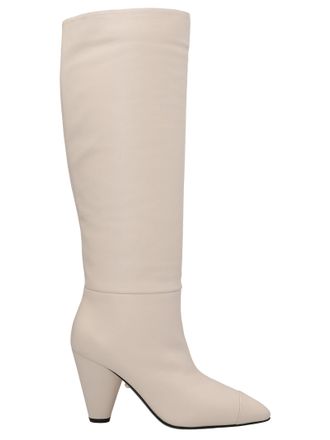 Alev&igrave; White Leather Over The Womens Knee