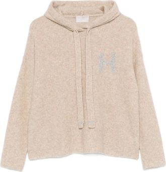 Hemisphere logo hooded hoodie - Neutrals