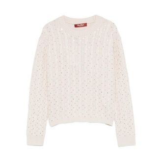 Max Mara Embellished Cable-knit Sweater