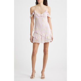 LoveShackFancy Timara Ruffle Minidress in Wisteria Sun at Nordstrom, Size 10