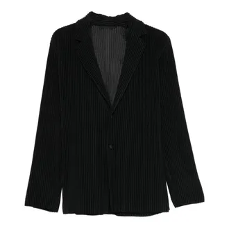Issey Miyake Jassen, Heren, Zwart, XL, Pliss&egrave; Jacket
