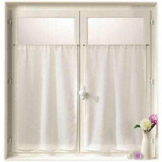 HOME MAISON Linder 0323 /10/415 - Coppia di tende a vetro dritte in stamigna con passante per astine, colore: Bianco 95X200
