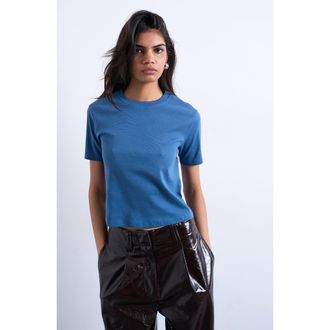 Topshop Everyday Shrunken Cotton T-Shirt in Medium Blue at Nordstrom, Size X-Small
