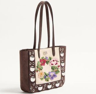Valentino Garavani Borsa Shopping Mini Valentino Garavani Nellc&ocirc;te Ricamata Donna MULTICOLOR/TESTA DI MORO UNI