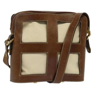 Ferragamo Tweedehands Canvas handtassen - Dames - Pre-owned - Beige - Maat: ONE Size Leer