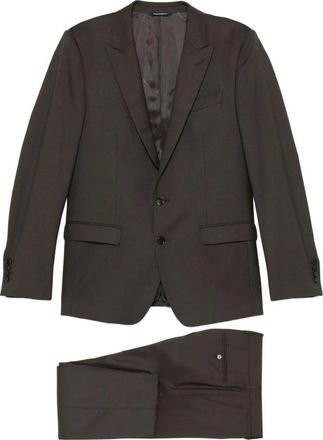 Dolce & Gabbana Getailleerd Single Breasted Pak - Heren - Business pakken - Bruin - M - Leer - Kostuums
